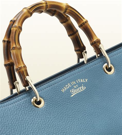 gucci bamboo shopper blue|gucci bamboo shopper leather tote.